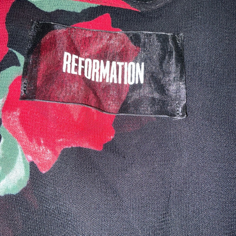 Reformation Black and Red Floral Long Sleeve Dress Size Medium - Picture 12 of 16